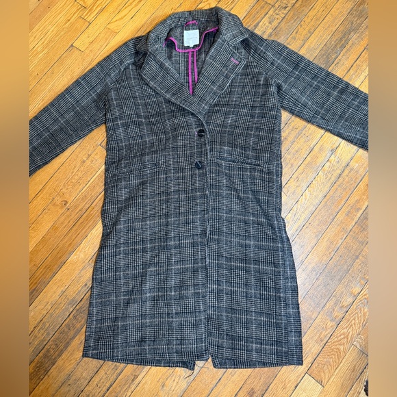 Avec Les Filles Jackets & Blazers - Avec Les Filles Plaid Coat Gray Large Long Jacket
